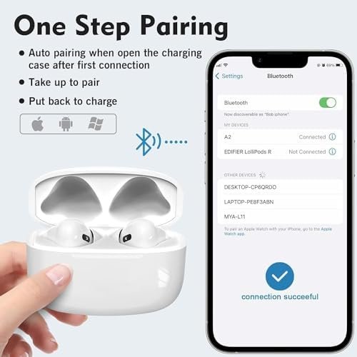Wireless Earbuds Bluetooth Headphones 5.3 HiFi Stereo Earphones, 35H Playtime HiFi Stereo Bass with Charging Case,in-Ear Headphones Touch Control - Image 3