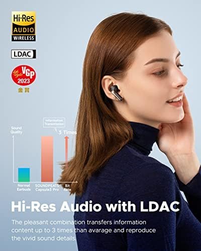 SoundPEATS Capsule3 Pro 43dB Hybrid Active Noise Cancelling Earbuds, Hi-Res Bluetooth 5.3 Earphones with LDAC, 6 Mics for Calls, 52 Hrs, IPX4 Rated, Powerful Sound, App Customize EQ - Image 2