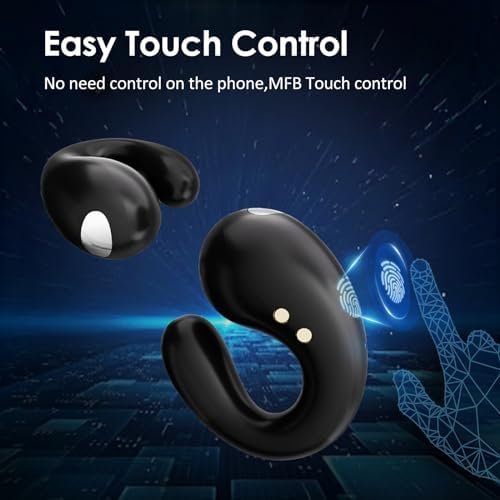 Open Ear Headphones Clip On Earbuds Wireless Earbuds Bluetooth 5.3 Headphones Long Playtime Ear Buds Digital Display Charging Case Noise Canceling Sports Earphones for Workout Driving Walking - Image 6