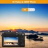4K Digital Cameras for Photography - lovpo 56MP Autofocus Vlogging Camera for YouTube with Front and Rear Lens, 18X Zoom, WiFi Point and Shoot Camera with SD Card, 3" HD Screen, 2 Batteries - Image 3