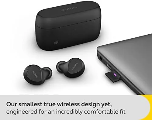 Jabra Evolve2 True Wireless Earbuds - in-Ear Bluetooth Earbuds with Active Noise Cancellation & 4-Mic MultiSensor Voice Technology - Microsoft Teams Certified, Works with All Meeting Apps - Black - Image 2
