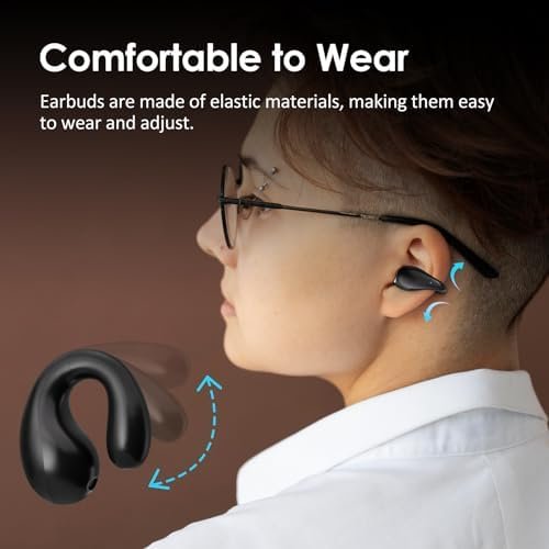 Open Ear Headphones Clip On Earbuds Wireless Earbuds Bluetooth 5.3 Headphones Long Playtime Ear Buds Digital Display Charging Case Noise Canceling Sports Earphones for Workout Driving Walking - Image 2