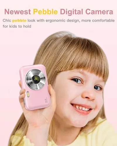Digital Camera, FHD 1080P Kids Camera with Neck Lanyard 32GB Card Battery, Anti-Shake 16X Digital Zoom, 44MP Point Shoot Cameras, Compact Portable Small Gift Camera for Kid Teen Student Girl Boy(Pink) - Image 3