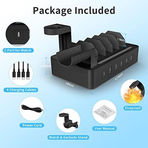 Multiple Charging Station Charger Station - Charging Station for Multiple Devices, 6 Ports USB Charging Dock for Phone| Earhead|Watch Stand, Fast Docking Station, Family Electronics Charging Center - Image 6