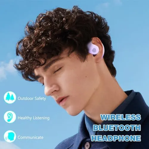 Bluetooth OWS Headphone, Wireless Bluetooth Earphone, Out of Ear Open Ear Headphones, Active Noise Hanging Ear Headset, Air Conduction Headphones for Running Cycling Work Long Playtime(Purple) - Image 4