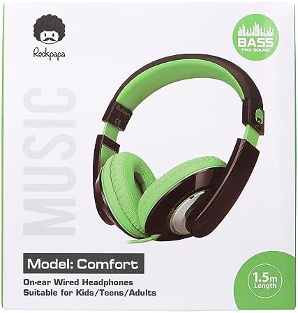 rockpapa Comfort Kids Headphones for School, Lightweight Childrens Boys Girls Teens Over-Ear Headphones Wired 3.5mm for CD DVD Player Tablet Phone Travel Black/Green - Image 7