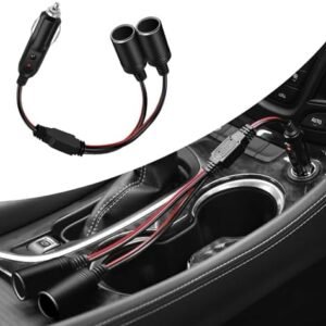 Pack-1 Car Cigarette Lighter Extension Cord, 11.8" PVC Splitter Y Adapter, Power Charger Port, 16AWG Automotive Socket Extension Cable, Universal for Most Cars, Trucks, SUVs (Black #1701)