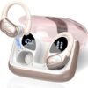 Wireless Earbuds 75hrs Bluetooth 5.3 Headphone Sport, 2024 Bluetooth Earbuds Stereo Deep Bass Over Ear Bud with Earhooks, ENC Noise Cancelling Mic, IPX7 Waterproof Earphone Rose Gold