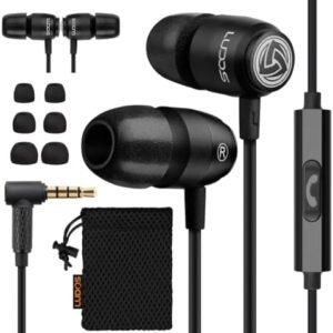LUDOS Clamor 2 PRO Wired Earbuds in-Ear Headphones, 5 Years Warranty, Earphones with Microphone, Noise Isolating Ear Buds, Memory Foam for iPhone, Samsung, School Students, Kids, Women, Small Ears