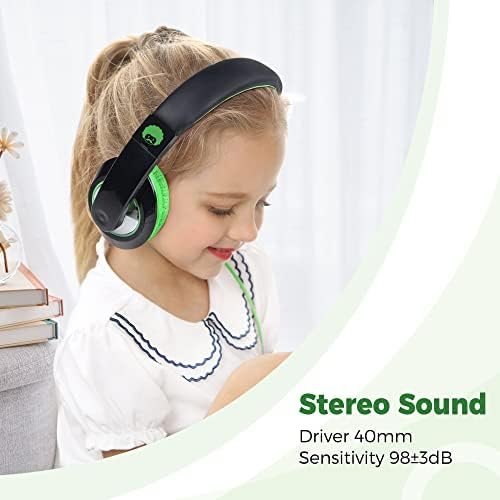 rockpapa Comfort Kids Headphones for School, Lightweight Childrens Boys Girls Teens Over-Ear Headphones Wired 3.5mm for CD DVD Player Tablet Phone Travel Black/Green - Image 3
