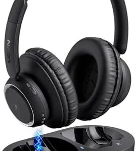 [2024 Updated] LEVN Wireless Headphones for TV Watching, TV Headphones Wireless for Seniors with TV Transmitter Charging Base, Bluetooth Headphones for TV, No Audio Delay, Gift for the Elderly/Parents