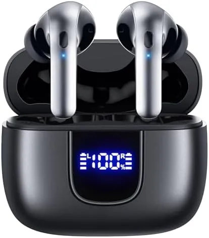 Wireless Earbuds Bluetooth 5.3 Headphones 78Hrs Playtime In-ear Earbuds with Wireless Charging Case LED Power Display Deep Bass Earphones Waterproof Headset with Built-in Mic for Android iOS phone TV