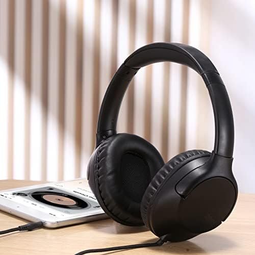 noot products A319 Over Ear Wired Headphones with Volume Control, Microphone, Adjustable Headband and 3.5mm Audiojack Headphones for School Home Work (Black) - Image 8