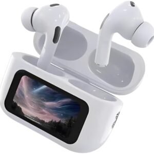 Air Pro Z Wireless Earbuds, Visible Touch Screen Control, Environmental Noise Cancelling, Bluetooth 5.0, ANC, ENC, Hands-Free Calling, White