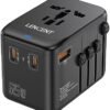 LENCENT International Travel Adapter, GaN III 65W Universal Travel Charger with 1 USB-A & 3 USB-C PD Fast Charging, All in One Outlet Adapter for iPhone,Samsung,Laptops, Type A/C/G/I (USA/UK/EU/AUS)