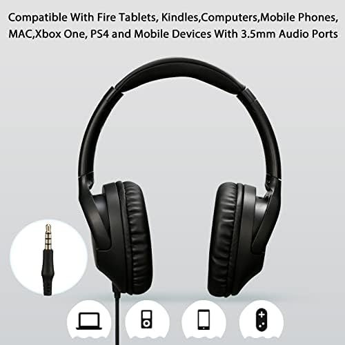 noot products A319 Over Ear Wired Headphones with Volume Control, Microphone, Adjustable Headband and 3.5mm Audiojack Headphones for School Home Work (Black) - Image 6
