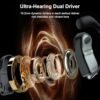 Ear Buds Wireless Earbuds 80Hrs Playtime Open Ear Bluetooth Headphones with Earhook Over Ear Electroplated Earphones with Zipper & Lanyard Case Design Stereo Sound with 16.2mm Drivers for Sport Black - Image 4