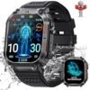Military Smart Watch for Men 5ATM Waterproof with Call 2.02" Large Screen Rugged Outdoor Tactical Smartwatch with Compass Fitness Watch with Heart Rate Blood Pressure Monitor for iPhone Android Phone
