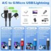 Multi Charging Cable 6 in 1, Multi Charger Cable 2Pack-6FT Braided Multi USB Cable 3A Universal Multiple Phone Charger Cord USB A/C Connector with Type-C, Micro USB/2*iP Ports for Cell Phone/Tablets - Image 4