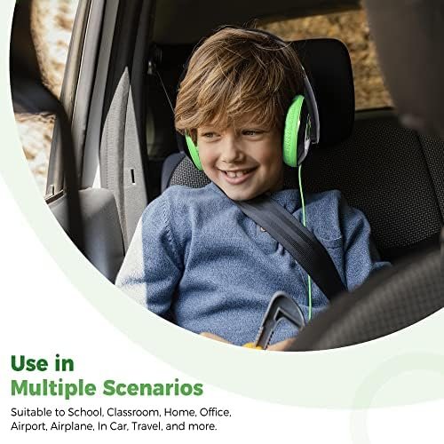 rockpapa Comfort Kids Headphones for School, Lightweight Childrens Boys Girls Teens Over-Ear Headphones Wired 3.5mm for CD DVD Player Tablet Phone Travel Black/Green - Image 6