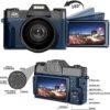 Acuvar 4K 48MP Digital Camera for Photography, Vlogging Camera for YouTube with 3.0’’ 180° Flip Screen, WiFi, 16X Digital Zoom, Wide Angle & Macro Lens, Rechargeable Battery, 64GB Micro SD Card Navy - Image 2