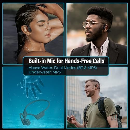 Swimming Bone Conduction Headphones, IP68 Waterproof, Built-in 64G Memory, Open-Ear Wireless Bluetooth Underwater Earphones with MP3 Mode for Running, Cycling and Working Out - Image 7