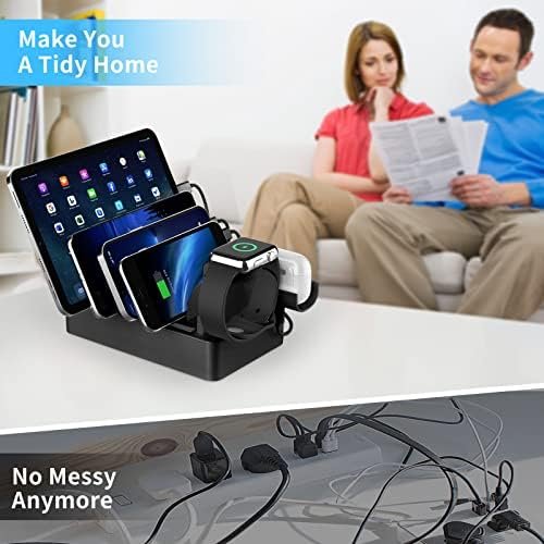Multiple Charging Station Charger Station - Charging Station for Multiple Devices, 6 Ports USB Charging Dock for Phone| Earhead|Watch Stand, Fast Docking Station, Family Electronics Charging Center - Image 5