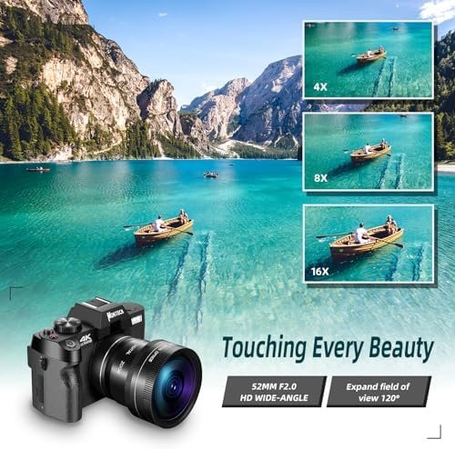Mo Digital Cameras for Photography & 4K Video, 48 MP Vlogging Camera for YouTube with 180° Flip Screen,16X Digital Zoom,Flash & Autofocus,52mm Wide Angle & Macro Lens,2 Batteries,32GB SD Card(Black) - Image 2