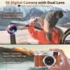 5K Digital Camera for Photography Autofocus, 48MP Vlogging Camera with Front and Rear Lens, Viewfinder, Flashlight, 16X Digital Zoom, Anti-Shake, Compact Travel Camera with 32GB SD Card, 2 Batteries - Image 3