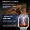 Military Smart Watch Answer/Make Calls 1.96" Fitness Tracker IP68 Waterproof Outdoor Sports Smartwatches Heart Rate/Sleep/SpO2/Stress Monitor 100+ Sports Modes Compatible with iPhone & Android Phones - Image 8
