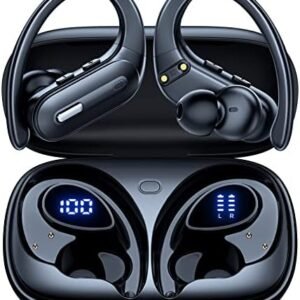 Wireless Earbuds Bluetooth 5.3 Headphones 90 Hrs Playtime Earbuds with Wireless Charging Case Over-Ear Sports Earphones Waterproof Deep Bass Headset
