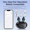 Open Ear Clip Bone Conduction Wireless Earbuds Bluetooth 5.3,Sports Earphones Built-in Microphone with Earhooks,with Digital Display Charging Case,IPX7 Waterproof Fitness Headphones for Runnin(Black) - Image 4
