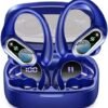 Wireless Earbud, Sport Bluetooth 5.3 Headphones with Earhooks Wireless Earphones in-Ear with Deep Bass Stereo Bluetooth Earbud 50H Playtime, Dual LED Display, IP7 Waterproof, Running,Blue