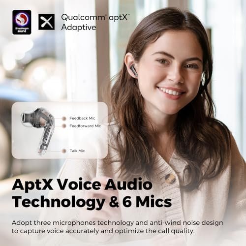 SoundPEATS Air4 Pro Noise Cancelling Wireless Earbuds, Bluetooth 5.3 Earbuds with 6 Mics CVC 8.0 ENC, Qualcomm® AptX™ Adaptive Earphones, Multipoint Connection, in-Ear Detection,App Customize EQ - Image 4