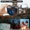 Digital Camera for Photography 4K Vlogging Camera for YouTube 48MP 16X Digital Zoom 3 inch 180° Flip Screen with WiFi 52mm Wide-Angle Lens & Macro Lens, 32G Micro Card and 2 Batteries - Image 6
