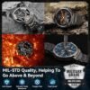 AMAZTIM Smart Watch for Men,1.85" HD Oversized Screen,100 Days Extra-Long Battery,Rugged Military Bluetooth Call(Answer/Dial Calls) Compatible iPhone & Android,AI Voice Assistant/Heart Rate Monitor - Image 3