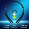LIUHE Wireless Neckband Bluetooth Headphones with Retractable Earbuds, IPX5 Sweatproof, Microphone, Vibration Call, Stereo Noise Cancelling Earphones for Sports and Driving (Black Blue) - Image 5