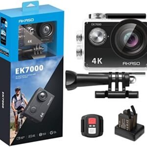 AKASO EK7000 4K30FPS 20MP Action Camera EIS Ultra HD Underwater Camera 131FT Waterproof Camera 170 Degree Wide Angle 4X Zoom Support External Microphone