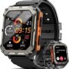 Military Smart Watch for Men with Blood Pressure (Answer/Make Call), Rugged Tactical Smartwatch for Android and iPhone, 10 ATM Waterproof Outdoor Sports Fitness Tracker with Heart Rate, Sleep Monitor