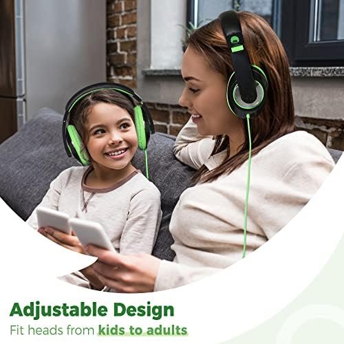 rockpapa Comfort Kids Headphones for School, Lightweight Childrens Boys Girls Teens Over-Ear Headphones Wired 3.5mm for CD DVD Player Tablet Phone Travel Black/Green - Image 4