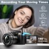 Digital Camera for Photography and Video,4K 48MP Vlogging Camera for YouTube with 180° Flip Screen,16X Digital Zoom,52mm Wide Angle,Leather Hold & Strap, 2 Batteries, 32GB TF Card（S100,Black） - Image 4