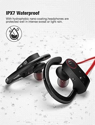 Otium Bluetooth Headphones, Wireless Earbuds IPX7 Waterproof Sports Earphones with Mic HD Stereo Sweatproof in-Ear Earbuds Gym Running Workout 15 Hour Battery Sound Isolation Headsets - Image 3