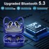 Wireless Earbud, Sport Bluetooth 5.3 Headphones with Earhooks Wireless Earphones in-Ear with Deep Bass Stereo Bluetooth Earbud 50H Playtime, Dual LED Display, IP7 Waterproof, Running,Blue - Image 5