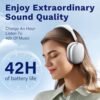 Wireless Headphones Over-Ear Bluetooth Adjustable Headphones 42 Hours of Listening Time Volume Control, Fitting in Gaming/Running/Sports Headphones for iPhone/Android/Samsung - Silver - Image 2