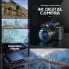 48MP Digital Cameras for Photography with Lens, Autofocus Vlogging Camera for YouTube,16X Zoom Anti-Shake Video Camera, 32GB TF Card & 2 Batteries(S100 WM Black) - Image 6