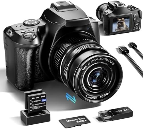 NBD Digital Cameras for Photography & Video, 4K & 64MP 40 X Zoom Vlogging Camera for YouTube with WiFi & App Control, Flash & HDMI Output, 32GB SD Card(2 Batteries) W2