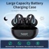 Open Ear Clip Bone Conduction Wireless Earbuds Bluetooth 5.3,Sports Earphones Built-in Microphone with Earhooks,with Digital Display Charging Case,IPX7 Waterproof Fitness Headphones for Runnin(Black) - Image 2