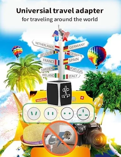 Universal Travel Adapter, International Travel Plug with 4X USB Ports,Travel Worldwide Wall Charger for US/UK/EU/AU,All in One Plug Converter for 150+ Countries (Type C/G/A/I) - Image 7