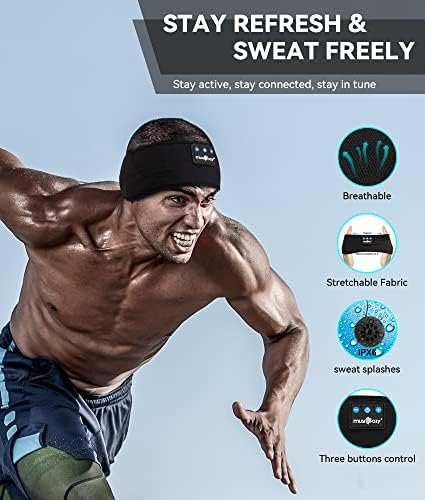 MUSICOZY Sleep Headphones Bluetooth 5.2 Headband, Sports Wireless Earphones Sweat Resistant Earbuds with Ultra-Thin HD Stereo Speaker for Workout Running Cool Gadgets Unique Gifts - Image 3