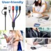 Multi Charging Cable 6 in 1, Multi Charger Cable 2Pack-6FT Braided Multi USB Cable 3A Universal Multiple Phone Charger Cord USB A/C Connector with Type-C, Micro USB/2*iP Ports for Cell Phone/Tablets - Image 5